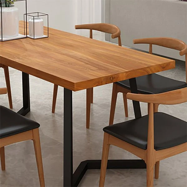 Tavolo da pranzo rettangolare industriale Tavolo legno con gambe metallo per la casa Clearhalo