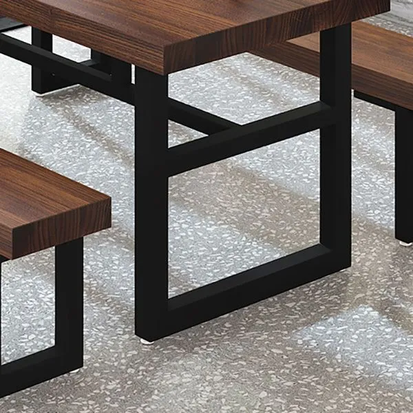 Tavolo da pranzo rettangolare industriale Tavolo legno con base metallo per uso domestico Clearhalo