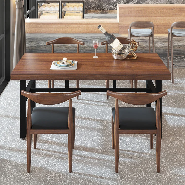 Tavolo da pranzo rettangolare industriale Tavolo legno con base metallo per uso domestico Clearhalo
