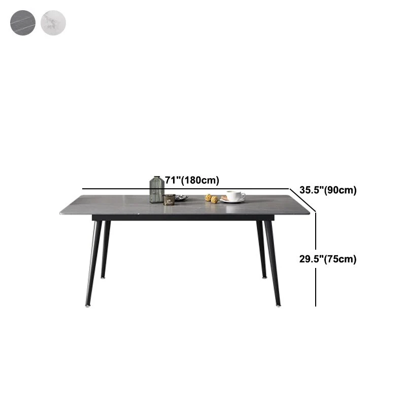 Tavolo da pranzo rettangolare industriale Tavolo da pranzo con base treppiede nera con piano pietra Clearhalo