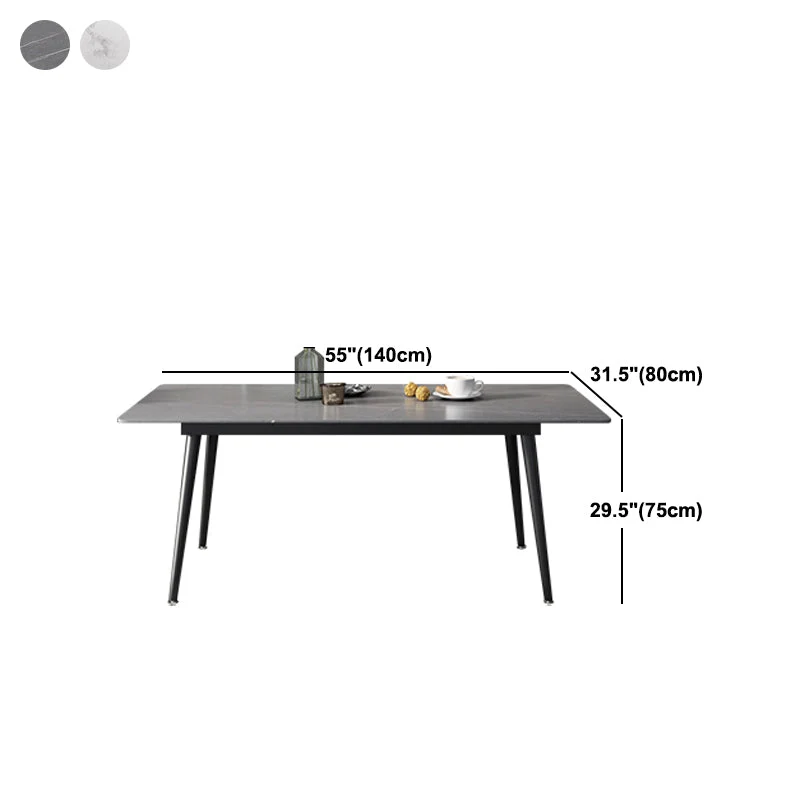 Tavolo da pranzo rettangolare industriale Tavolo da pranzo con base treppiede nera con piano pietra Clearhalo