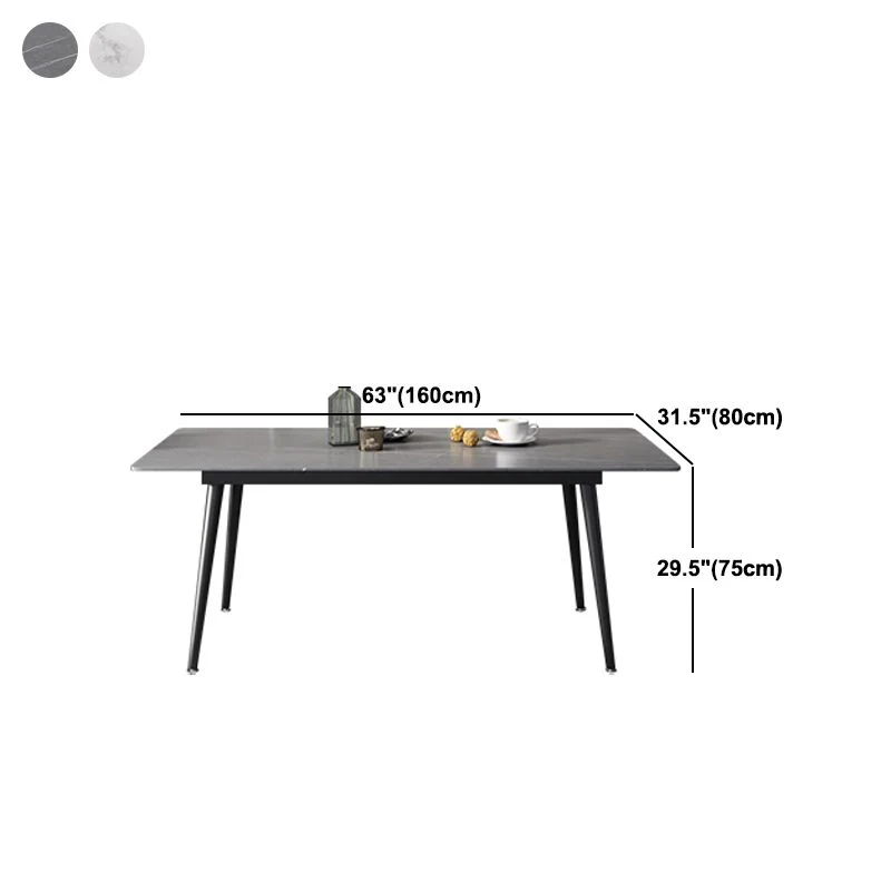 Tavolo da pranzo rettangolare industriale Tavolo da pranzo con base treppiede nera con piano pietra Clearhalo