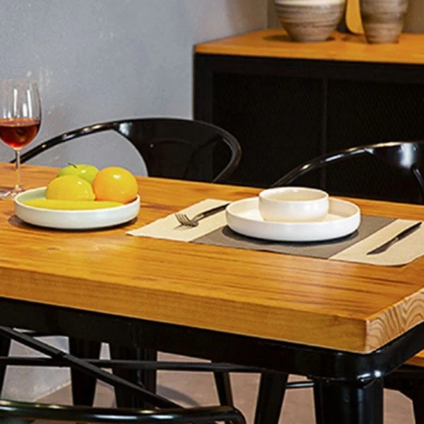 Tavolo da pranzo rettangolare legno con base nera Tavolo industriale legno per bar Clearhalo