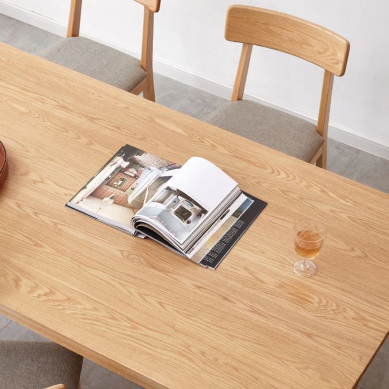 Tavolo da pranzo rettangolare legno massello di colore naturale con base cavalletto Clearhalo