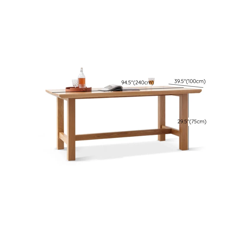 Tavolo da pranzo rettangolare legno massello di colore naturale con base cavalletto Clearhalo