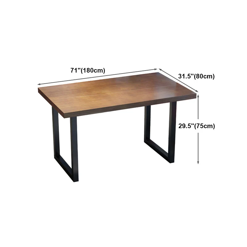 Tavolo da pranzo rettangolare legno massello marrone Tavolo da pranzo industriale rettangolare con struttura nera Clearhalo