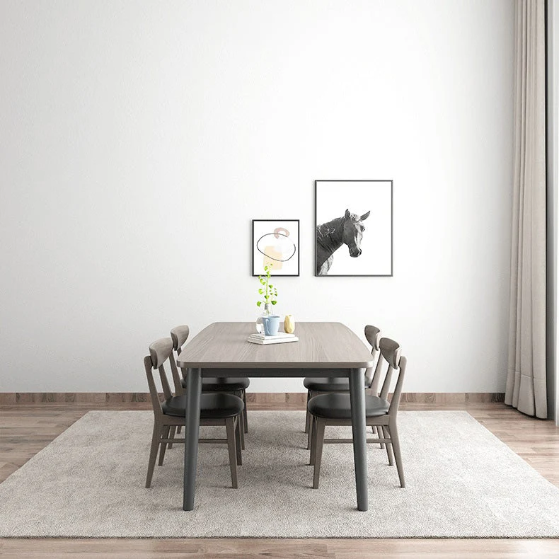 Tavolo da pranzo rettangolare legno massello di mobili stile semplicità marrone Clearhalo