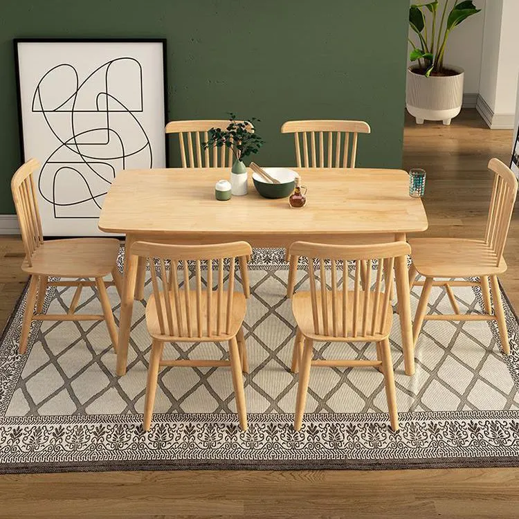 Tavolo da pranzo rettangolare legno massello per mobili moderni con 4 gambe per uso domestico Clearhalo