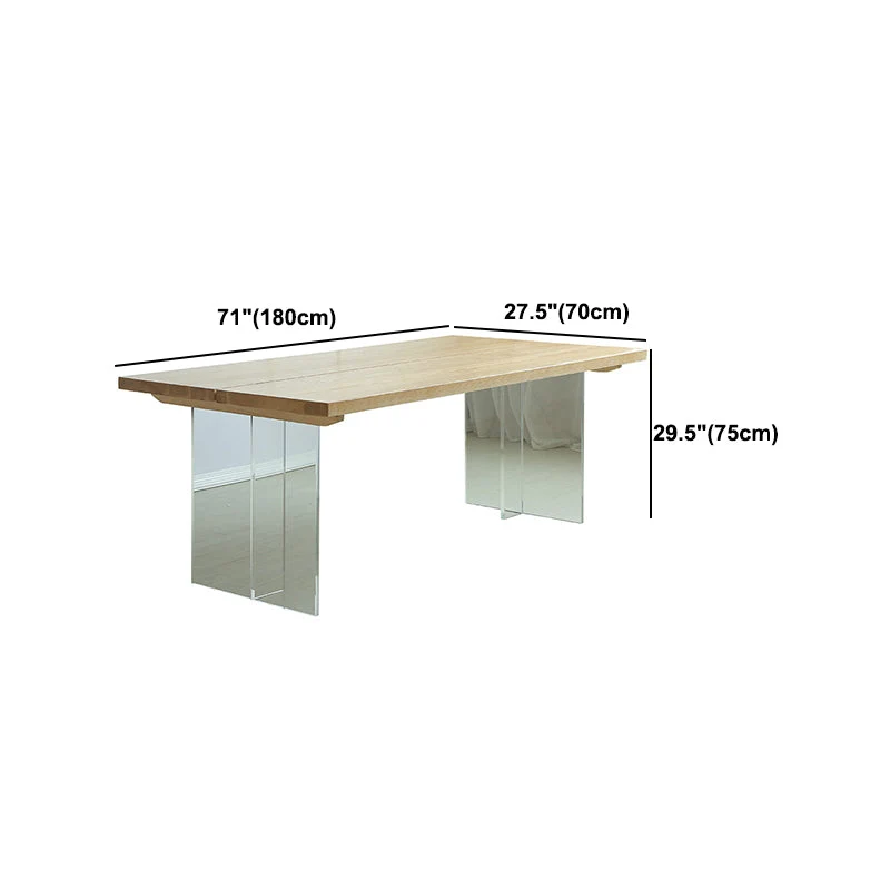 Tavolo da pranzo rettangolare legno massello di pino con base doppio piedistallo Clearhalo