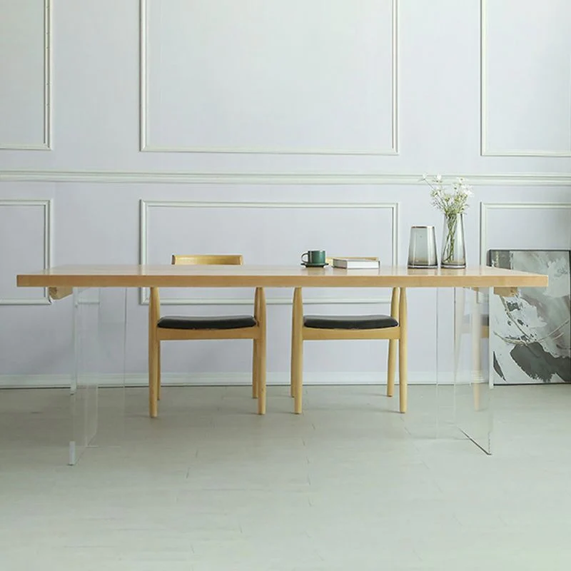 Tavolo da pranzo rettangolare legno massello di pino con base doppio piedistallo Clearhalo