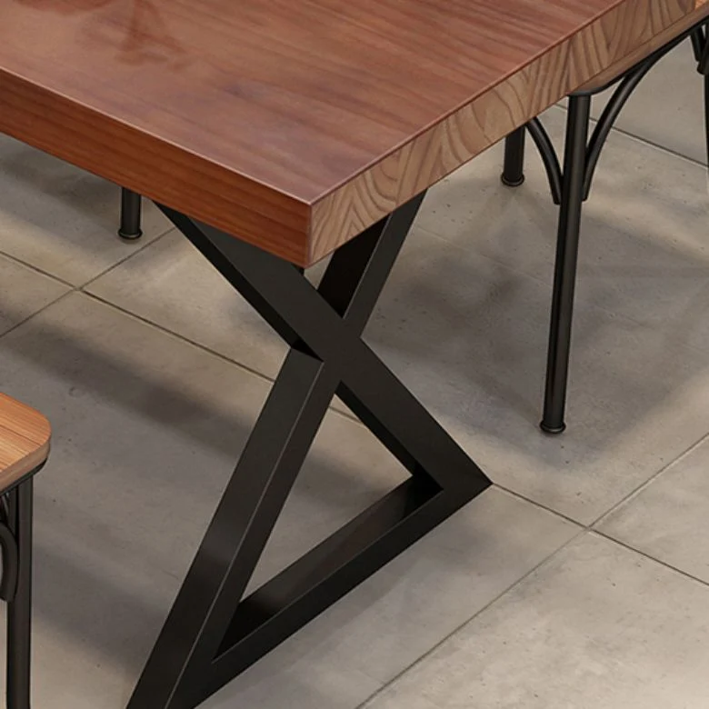 Tavolo da pranzo rettangolare legno massello stile industriale retrò per caffè e tè al latte Clearhalo