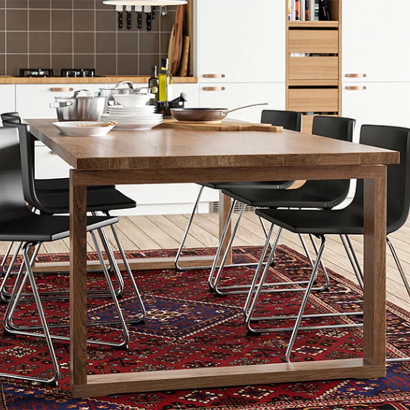 Tavolo da pranzo rettangolare legno massello Tavolo da pranzo moderno con base slitta naturale Clearhalo