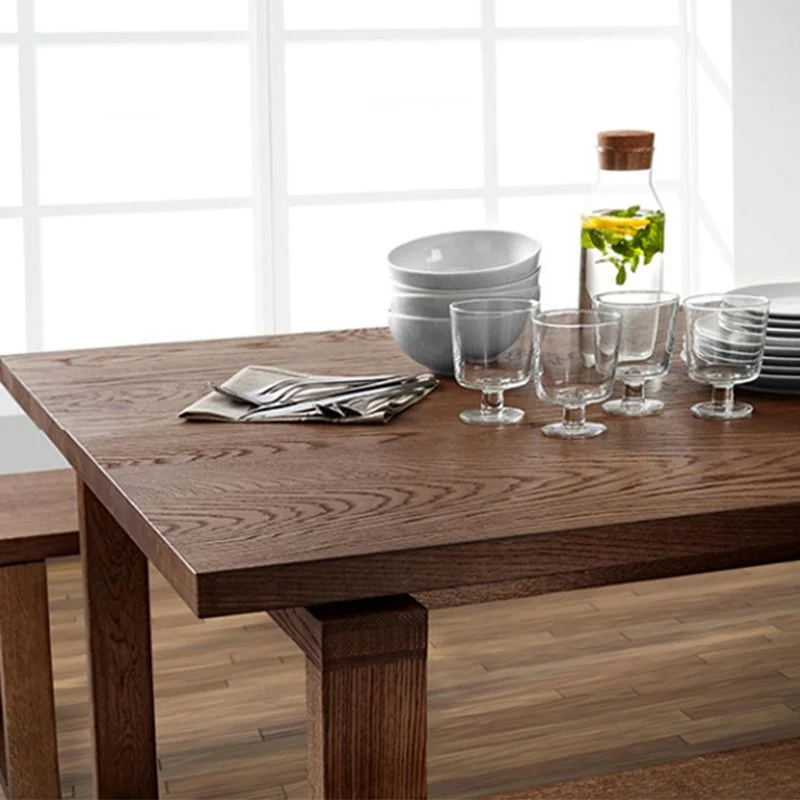 Tavolo da pranzo rettangolare legno massello Tavolo da pranzo moderno con base slitta naturale Clearhalo
