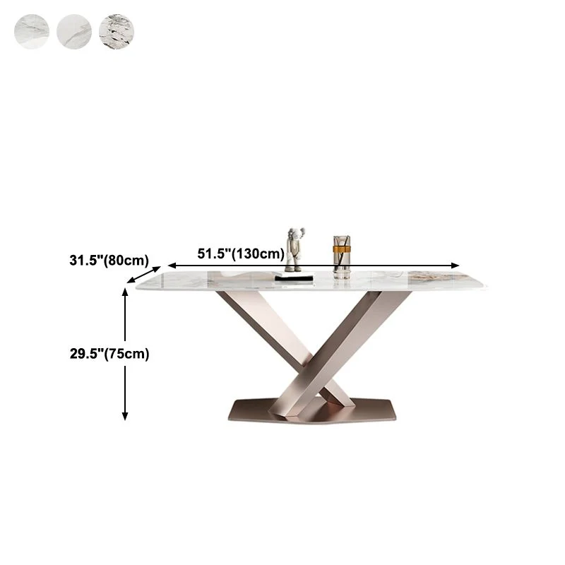 Tavolo da pranzo rettangolare di lusso con piano pietra sinterizzata con base piedistallo Clearhalo