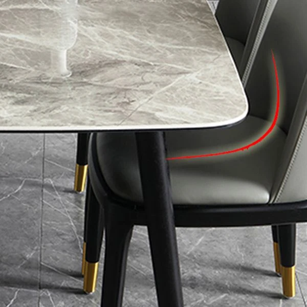 Tavolo da pranzo rettangolare di lusso con piano pietra sinterizzata grigia con 4 gambe Clearhalo