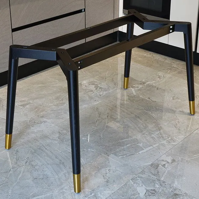 Tavolo da pranzo rettangolare di lusso con piano pietra sinterizzata con 4 gambe metallo Clearhalo