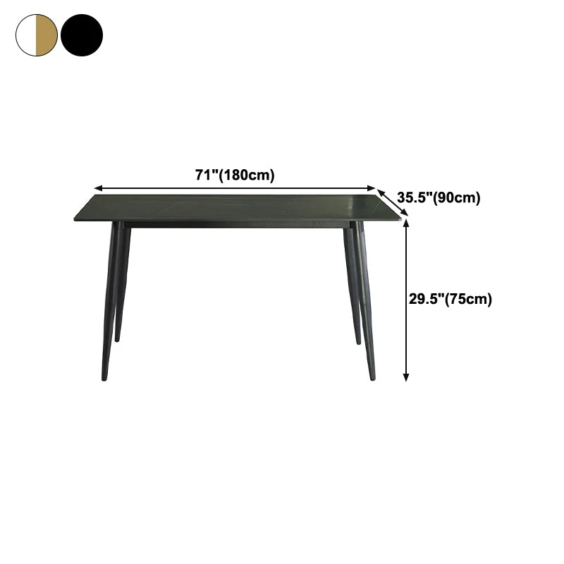Tavolo da pranzo rettangolare di lusso con piano pietra sinterizzata con 4 gambe metallo Clearhalo