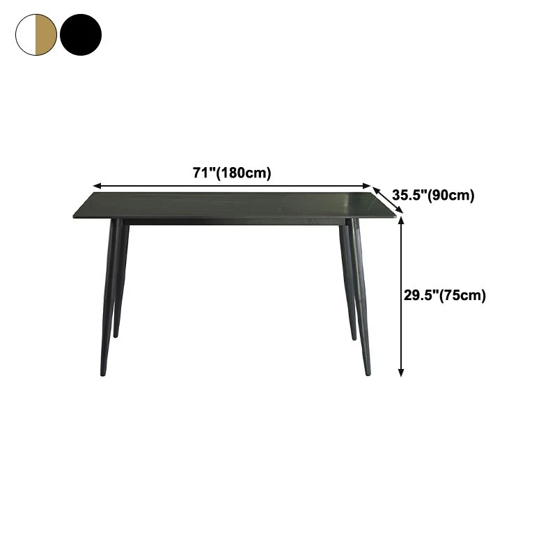 Tavolo da pranzo rettangolare di lusso con piano pietra sinterizzata con 4 gambe metallo Clearhalo
