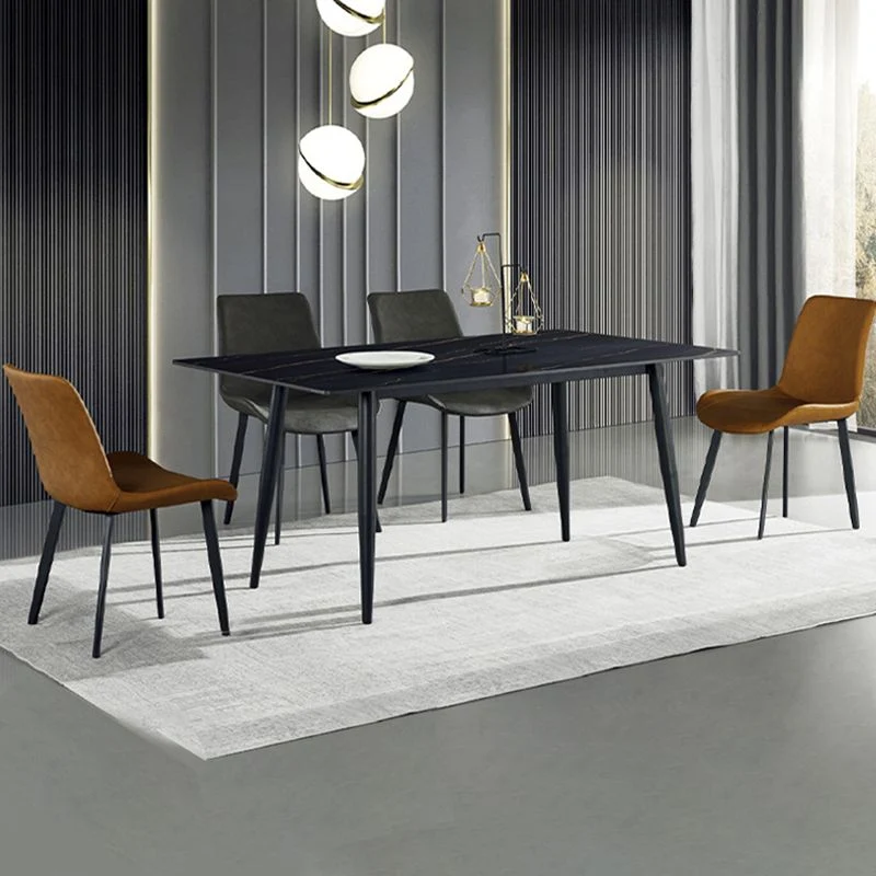 Tavolo da pranzo rettangolare di lusso con piano pietra sinterizzata con 4 gambe metallo Clearhalo