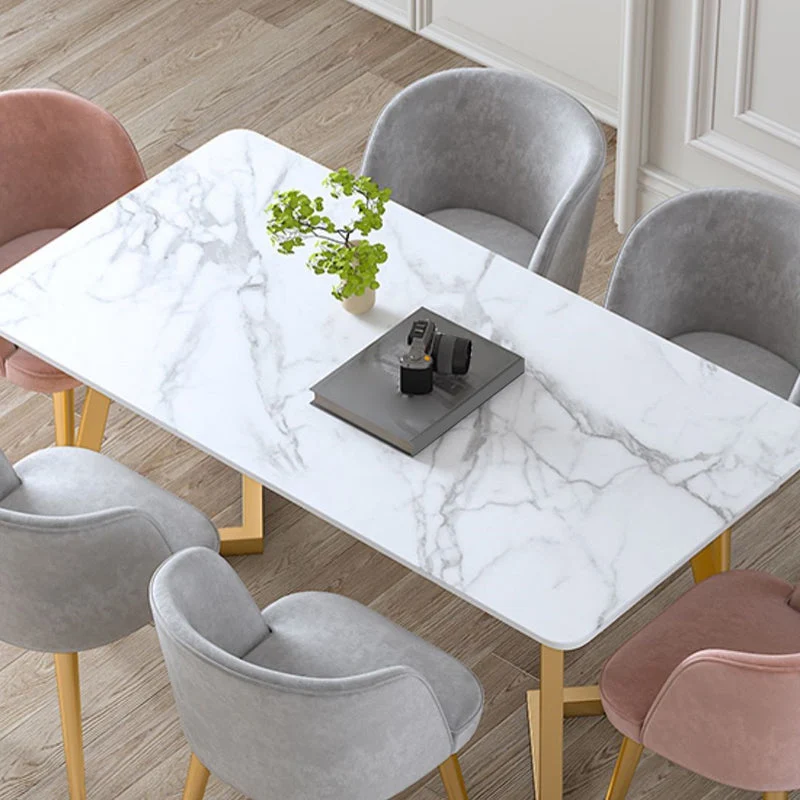 Tavolo da pranzo rettangolare di lusso tradizionale Tavolo da pranzo pietra per la casa Clearhalo