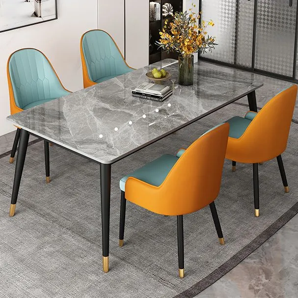 Tavolo da pranzo rettangolare metallo e ardesia per la casa stile glam Clearhalo