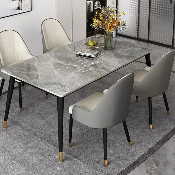 Tavolo da pranzo rettangolare metallo e ardesia per la casa stile glam Clearhalo