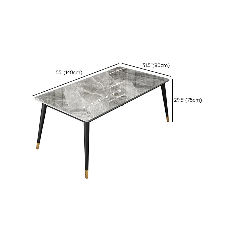 Tavolo da pranzo rettangolare metallo e ardesia per la casa stile glam Clearhalo