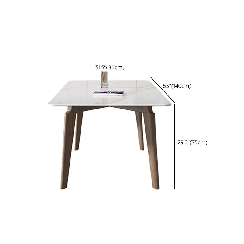 Tavolo da pranzo rettangolare Mid-Century con gambe legno massello di frassino Clearhalo