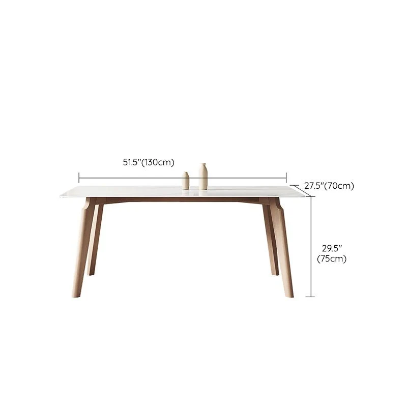 Tavolo da pranzo rettangolare Mid-Century Gambe legno massello e piano pietra Clearhalo