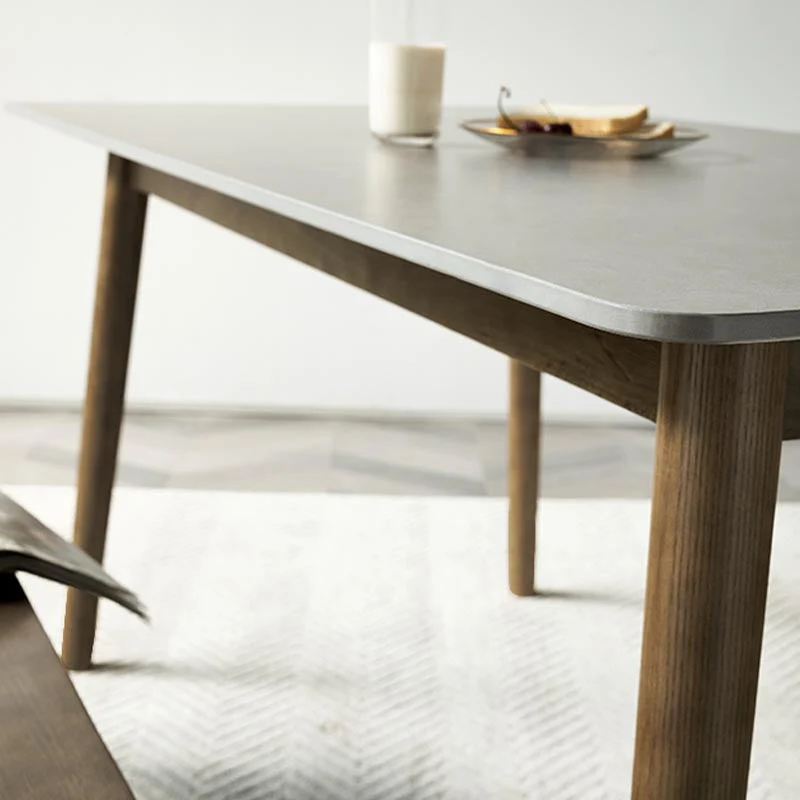 Tavolo da pranzo rettangolare Mid-Century Tavolo da pranzo con base legno massello per sala da pranzo Clearhalo