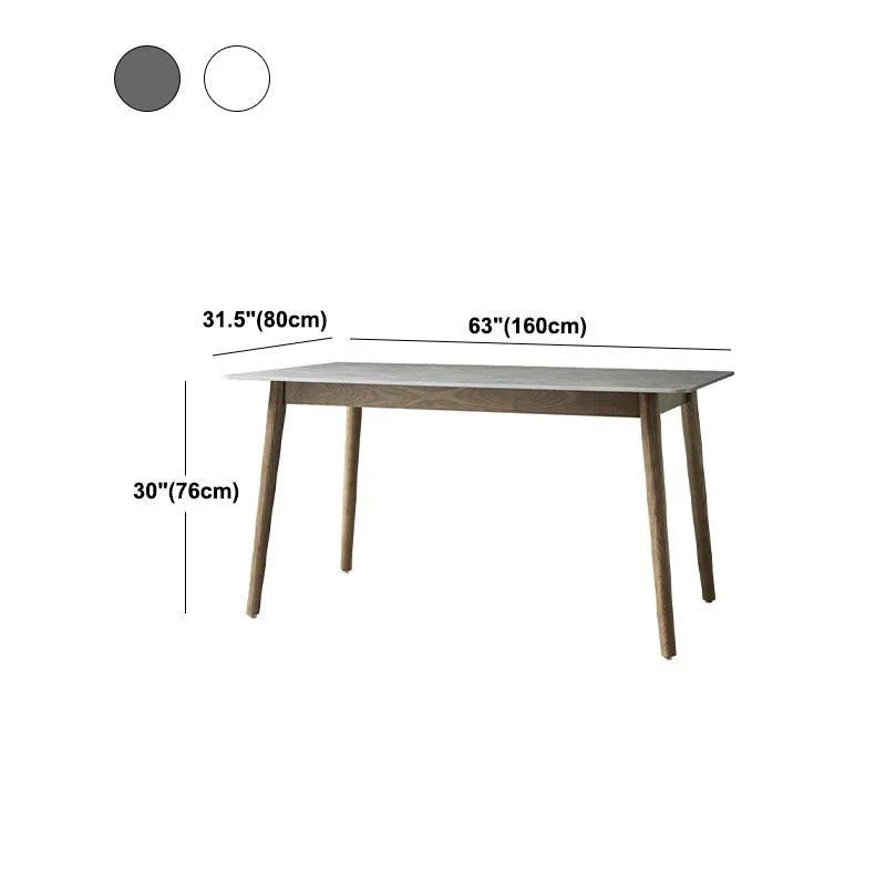 Tavolo da pranzo rettangolare Mid-Century Tavolo da pranzo con base legno massello per sala da pranzo Clearhalo
