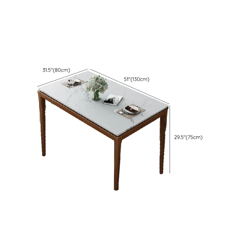 Tavolo da pranzo rettangolare Mid-Century Tavolo da pranzo con piano pietra per sala da pranzo Clearhalo