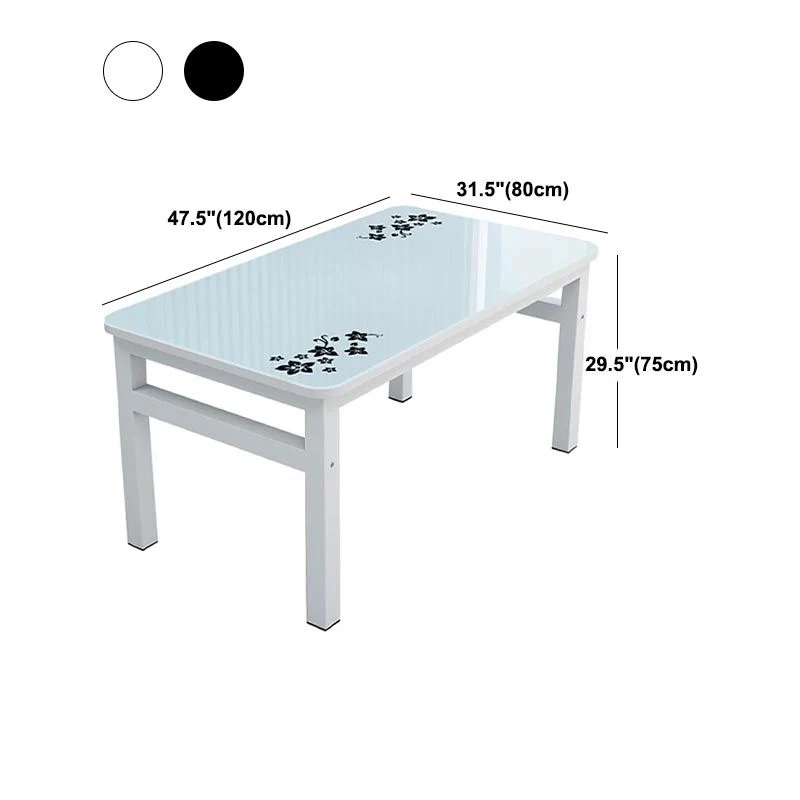 Tavolo da pranzo rettangolare moderno bianco vetro per cucina Clearhalo