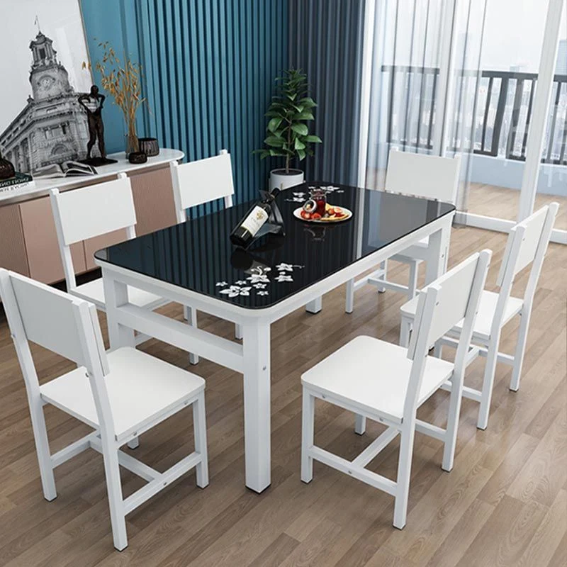 Tavolo da pranzo rettangolare moderno bianco vetro per cucina Clearhalo