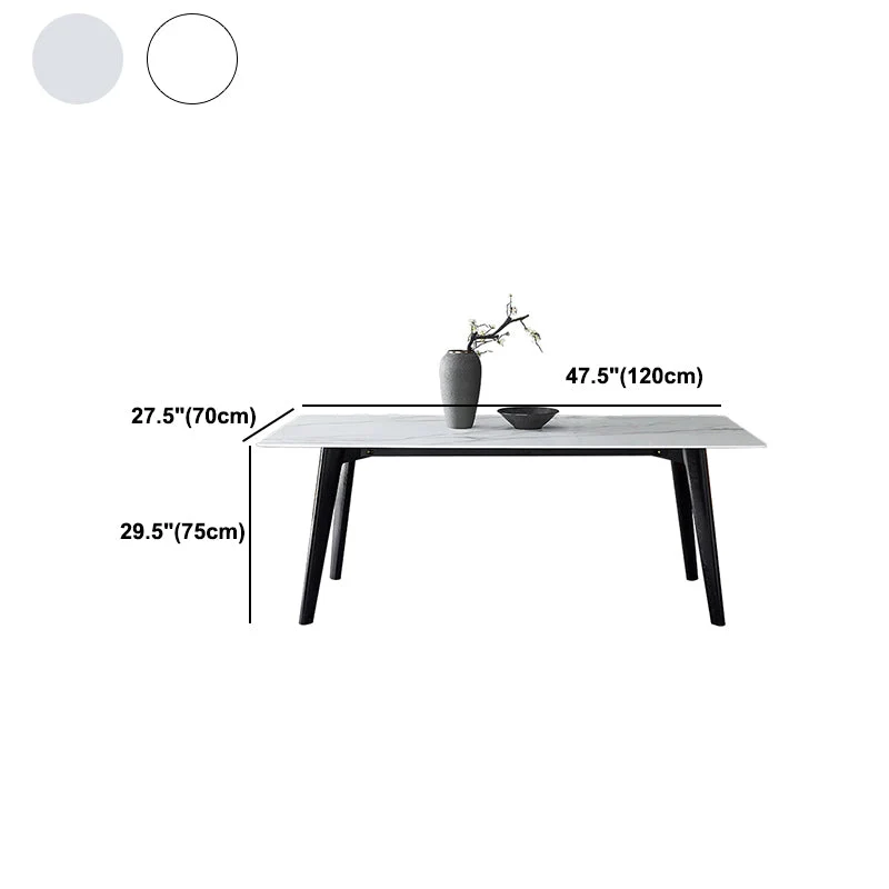 Tavolo da pranzo rettangolare moderno con piano pietra bianco per cucina Clearhalo