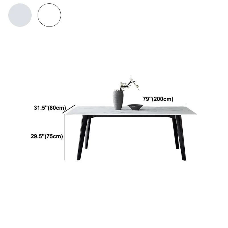 Tavolo da pranzo rettangolare moderno con piano pietra bianco per cucina Clearhalo