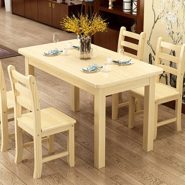 Tavolo da pranzo rettangolare moderno legno massello con 4 gambe Clearhalo