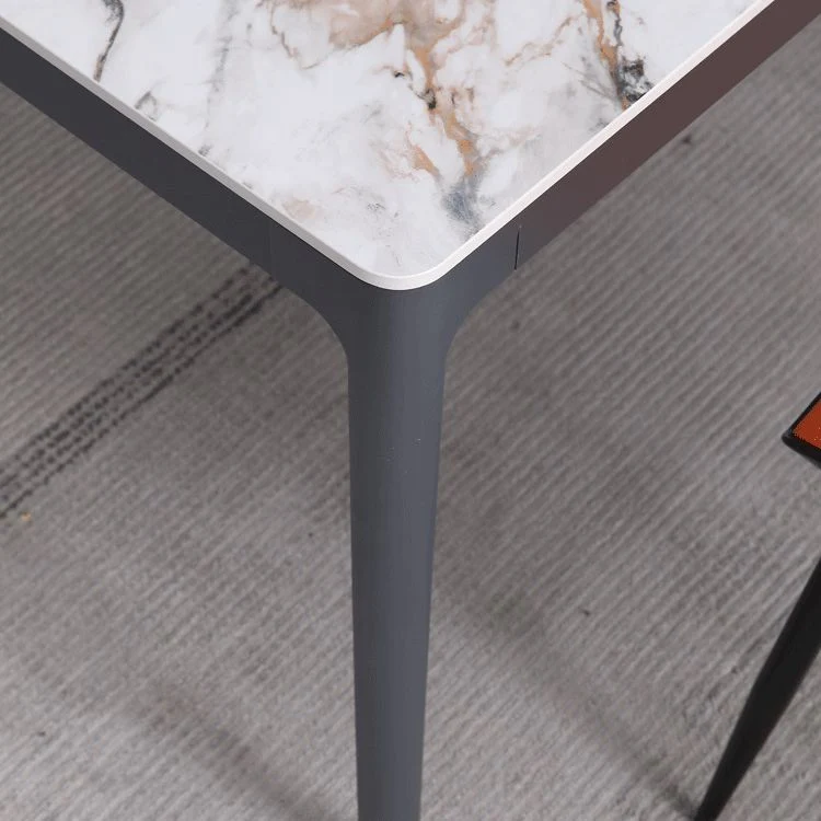 Tavolo da pranzo rettangolare moderno metallo con tavolo pietra sinterizzata 4 gambe per la casa Clearhalo