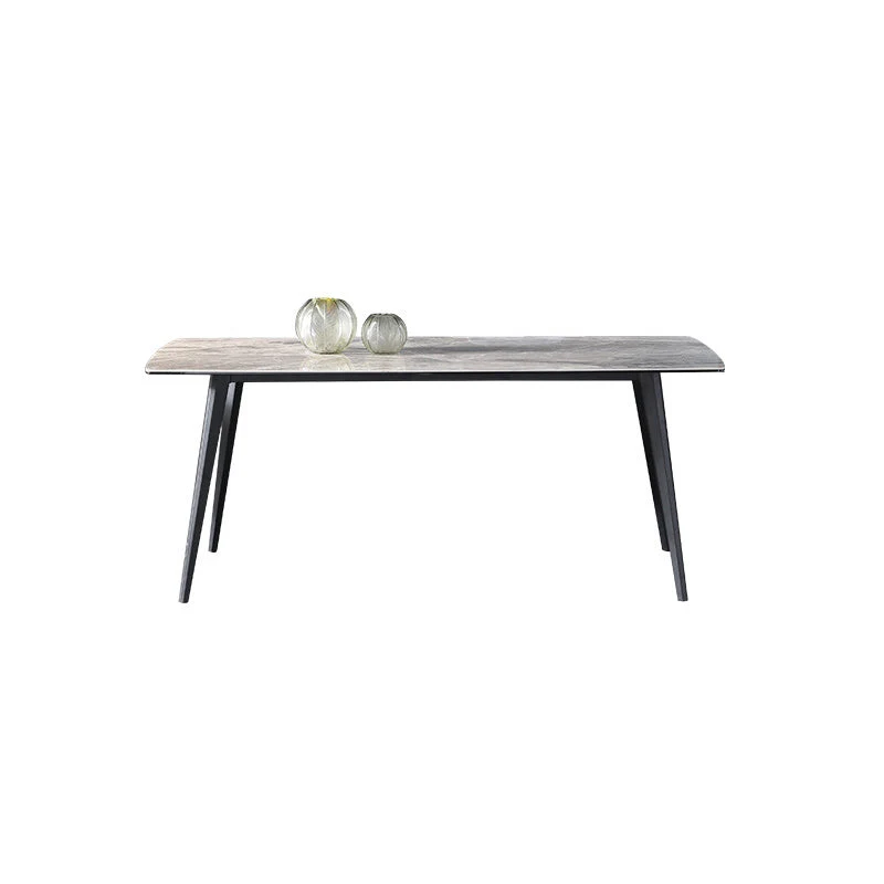 Tavolo da pranzo rettangolare moderno metallo Tavolo con piano pietra sinterizzata per sala da pranzo Clearhalo