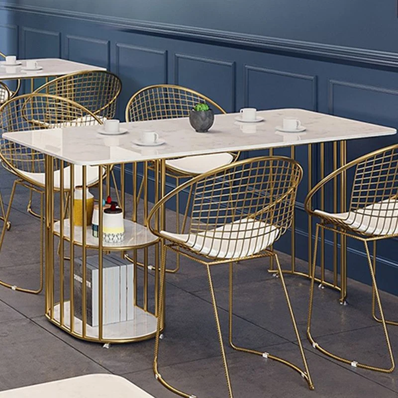 Tavolo da pranzo rettangolare moderno e minimalista pietra e metallo Clearhalo