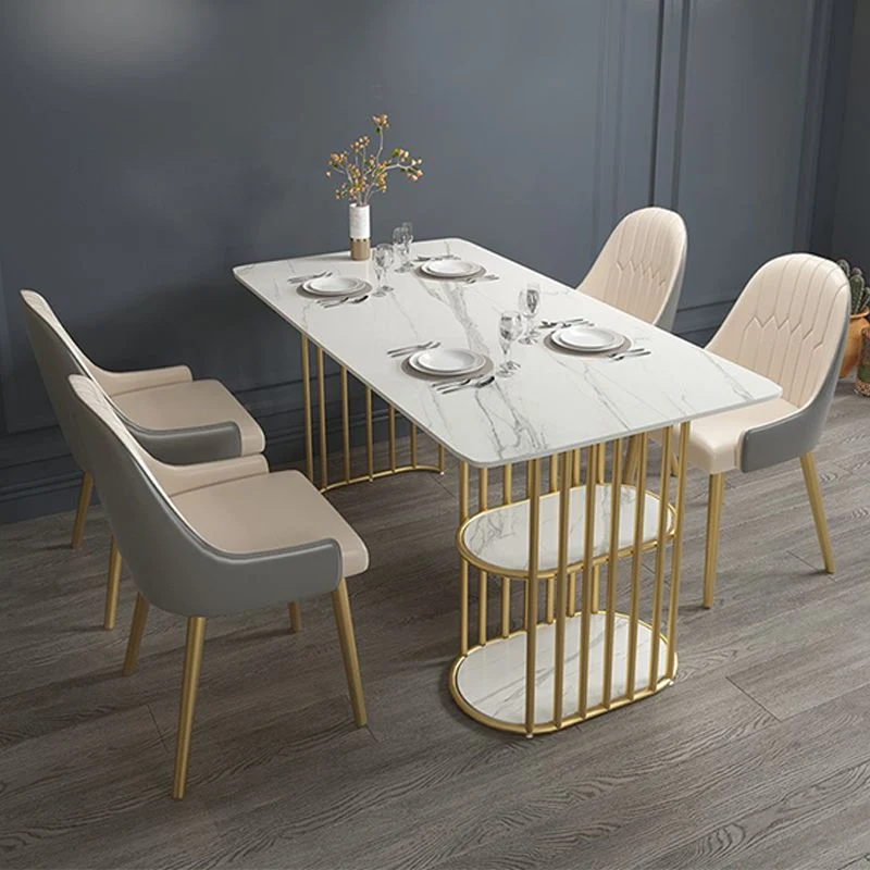 Tavolo da pranzo rettangolare moderno e minimalista pietra e metallo Clearhalo