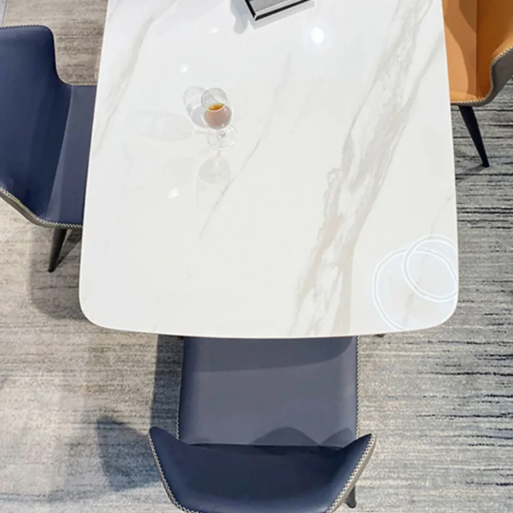 Tavolo da pranzo rettangolare moderno pietra, altezza standard, con base piedistallo Clearhalo