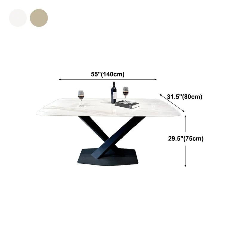Tavolo da pranzo rettangolare moderno pietra, altezza standard, con base piedistallo Clearhalo