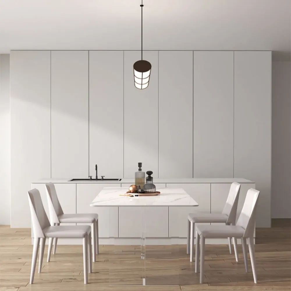 Tavolo da pranzo rettangolare moderno pietra bianca per cucina Clearhalo