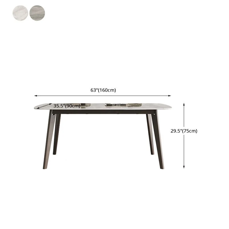 Tavolo da pranzo rettangolare moderno retrò con piano pietra Tavolo legno massello di rovere da 4 piedi Clearhalo