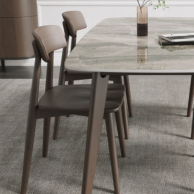 Tavolo da pranzo rettangolare moderno retrò con piano pietra Tavolo legno massello di rovere da 4 piedi Clearhalo