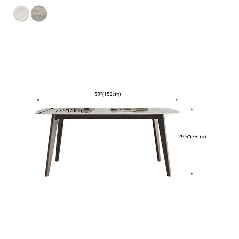 Tavolo da pranzo rettangolare moderno retrò con piano pietra Tavolo legno massello di rovere da 4 piedi Clearhalo