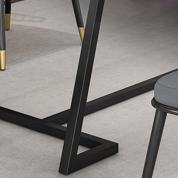 Tavolo da pranzo rettangolare per la casa semplice stile glam ardesia e metallo Clearhalo