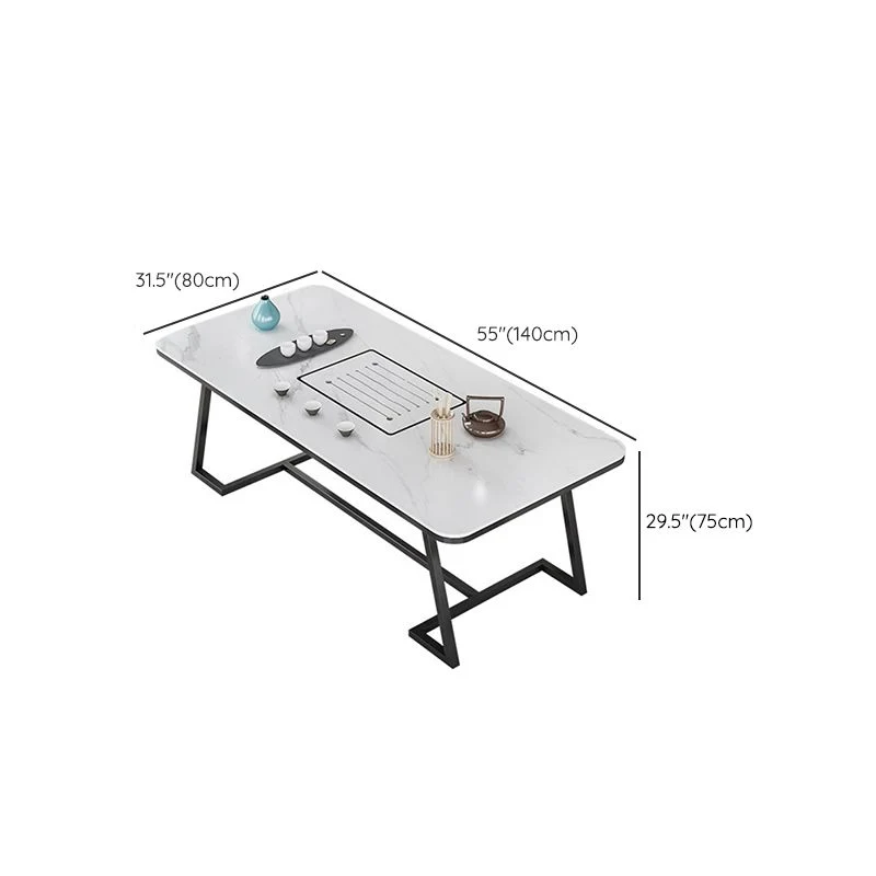 Tavolo da pranzo rettangolare per la casa semplice stile glam ardesia e metallo Clearhalo