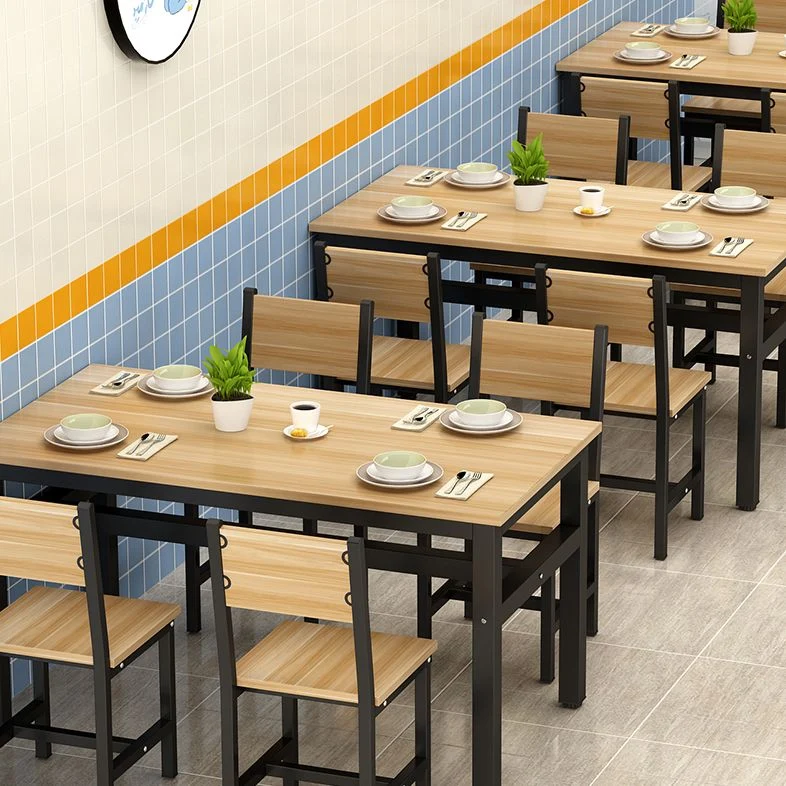 Tavolo da pranzo rettangolare Piano legno con base su cavalletto acciaio Clearhalo